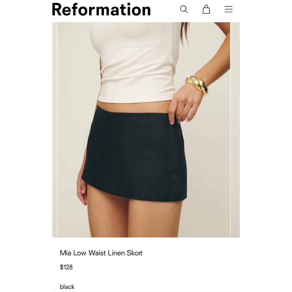 Reformation Mia Low Waist Linen Skort